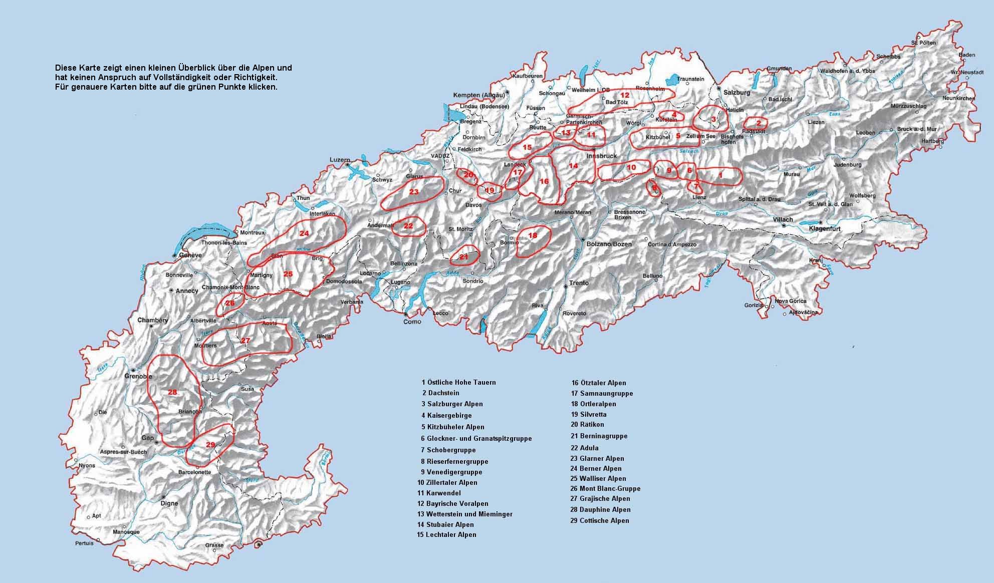 Österreich Alpen Karte